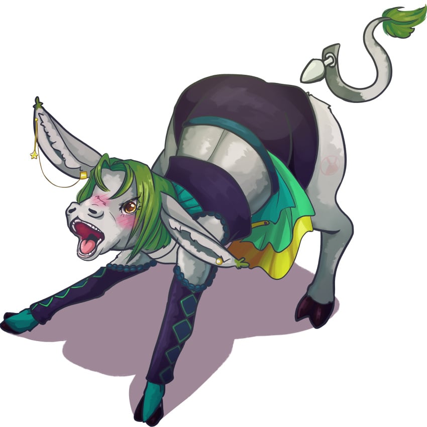 animal_transformation donkey donkey_tail green_hair jewelry kaysaak plug_(sex_toy) ryumi ryumivt tagme transformation virtual_youtuber wide_hips x-ray yellow_eyes zoophilia