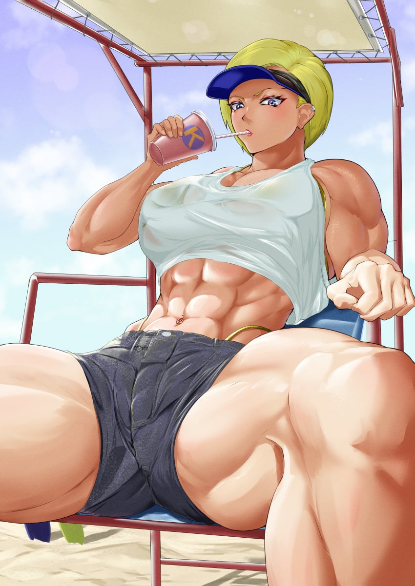 1girls abs absurd_res athletic athletic_female beach biceps big_boobs big_breasts big_thighs blonde_hair curvy curvy_body curvy_female curvy_figure drinking female female_focus female_only highres huge_boobs huge_breasts huge_thighs human human_focus human_only humanoid kureshi_(hannzi) muscular muscular_arms muscular_female muscular_legs muscular_thighs original short_hair sitting solo solo_female solo_focus thick_thighs voluptuous voluptuous_body voluptuous_female
