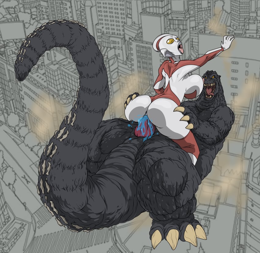 ahe_gao ambiguous_penetration big_breasts colored_cum crossover cum_inside female fucked_silly godzilla godzilla_(series) interxpecial kaiju male male/female monster noctambuss robot_girl rule_63 sex straight straight_sex toho ultraman ultraman_(franchise)