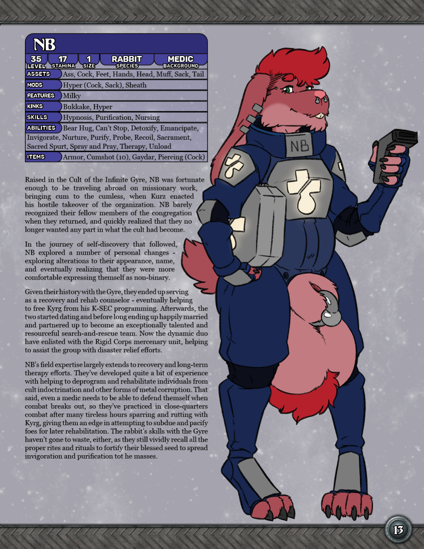 armor english_text fapp future hi_res hyper lagomorph leporid male_only mammal min piercing rabbit rpg_(disambiguation) science_fiction space tabletop text