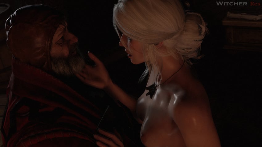 3d age_difference cd_projekt_red ciri clothed_male_nude_female looking_at_another phillip_strenger stroking_beard the_witcher the_witcher_(series) the_witcher_3:_wild_hunt witcherres