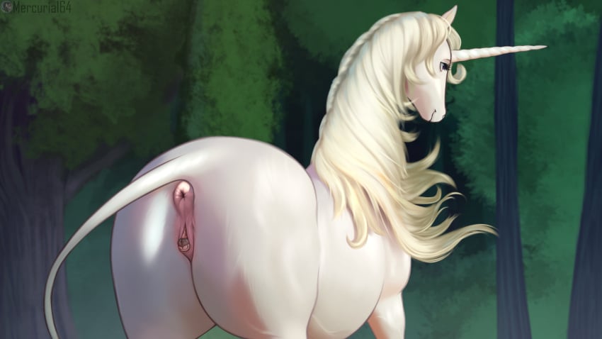 16:9 1girls 2020 amalthea_(tlu) animal_genitalia animal_pussy anus ass butt clitoral_winking clitoris conditional_dnp digital_media_(artwork) equid equine equine_pussy eyebrows eyelashes female female_only feral furry genitals hi_res horn lady_amalthea mammal mercurial64 outside pussy smile solo the_last_unicorn unicorn widescreen