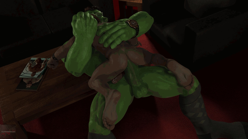 2boys 3d anal anal_sex animated argyle ass balls ballsack butt darkviper199027 erect_penis gay glasses green_skin human human_male light-skinned_male light_skin male male/male male_only male_penetrating_male muscular_male nude_male orc orc_male orc_on_human size_difference socks tagme wristwatch yaoi