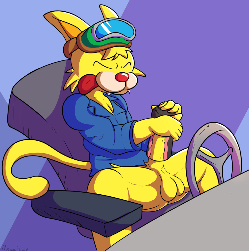 absurd_res anthro clothing costume domestic_cat felid feline felis hi_res male male_only mammal mario_(series) mazilion penetrable_sex_toy sex_toy solo spitz_(warioware) tongue tongue_out torn_clothing warioware