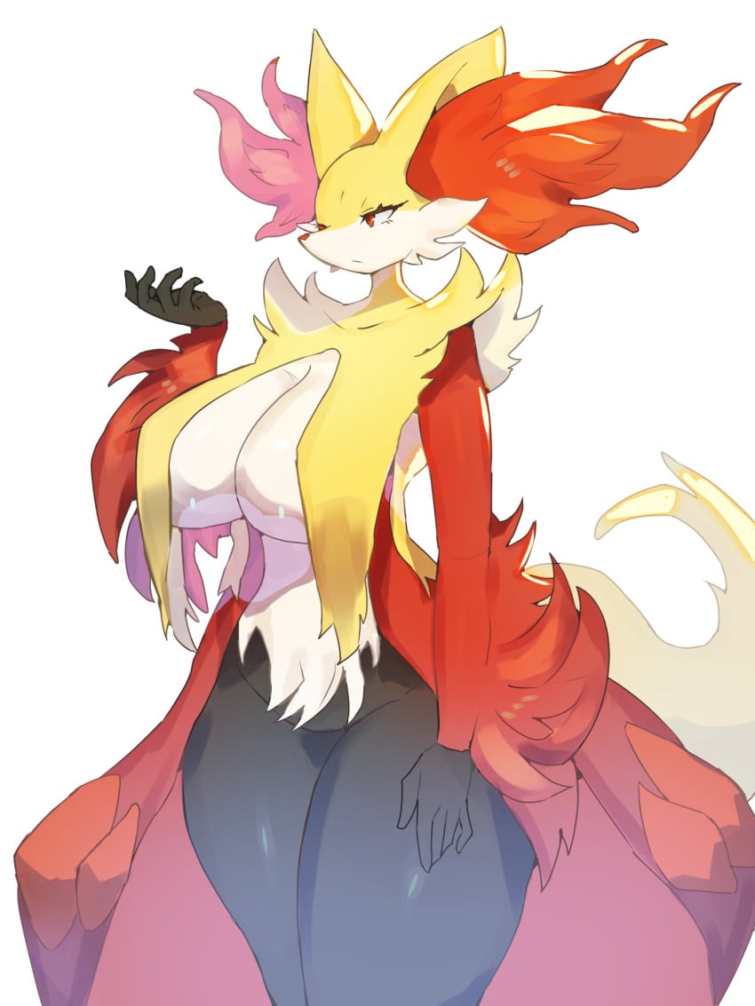 1girls 5_fingers anthro ass baburusushi big_ass big_breasts blush breasts canine claws cute cute_fang delphox female fluffy fluffy_tail fur furry happy heart looking_at_viewer looking_back mammal naked nintendo nipples open_mouth pawpads paws pokémon_(species) pokemon pussy red_eyes red_hair sweat tail tailwag teeth wet white_background white_fur yellow_body yellow_fur