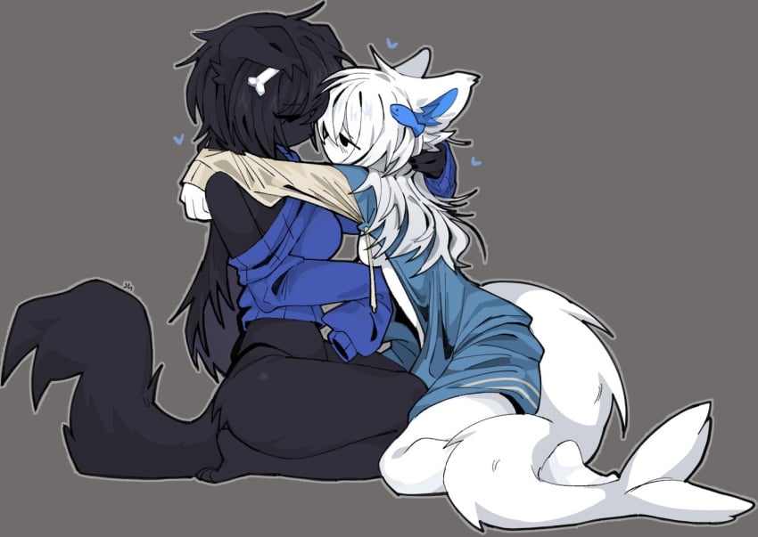 anthro artist_request black_fur cuddling furry kissing marble_gods miraclecyan roblox suggestive white_fur