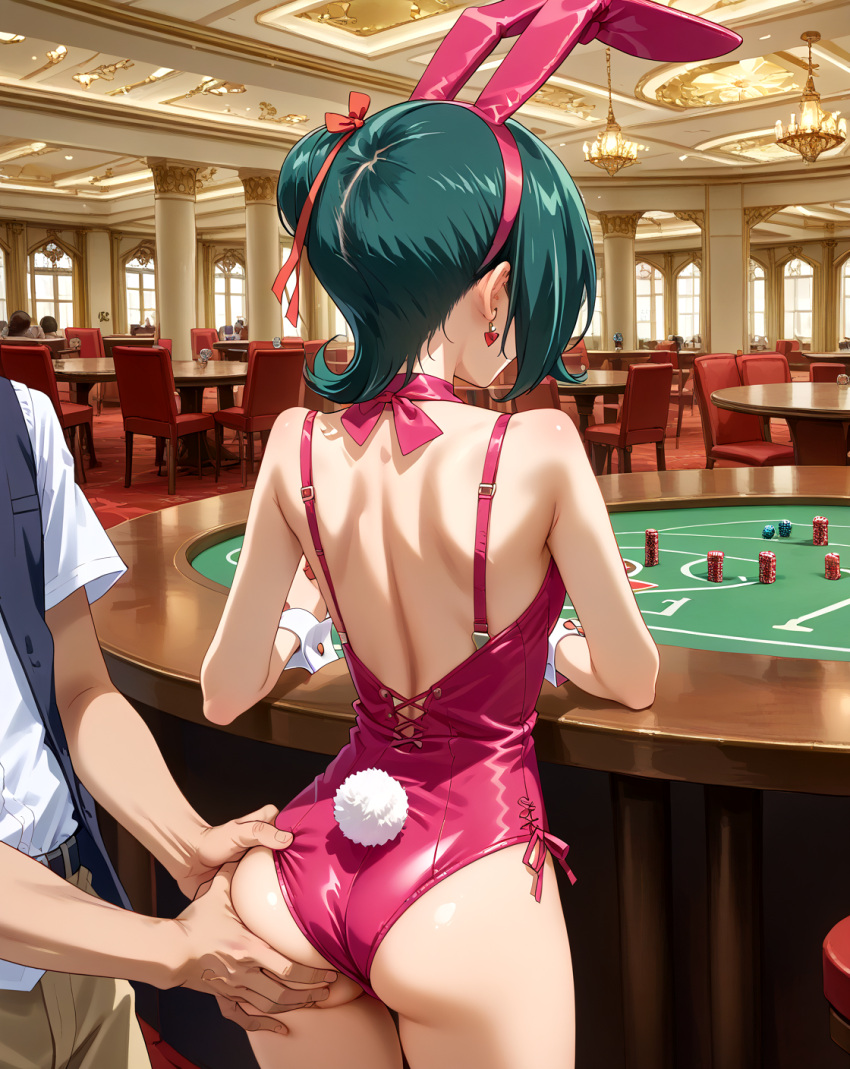 ai_generated bunnysuit grabbing_ass kotori_mizuki tori_meadows yu-gi-oh!_zexal