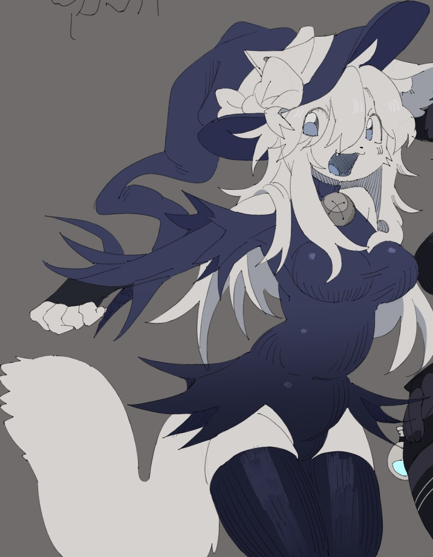 anthro artist_request breasts furry halloween_costume miraclecyan suggestive white_fur witch_costume