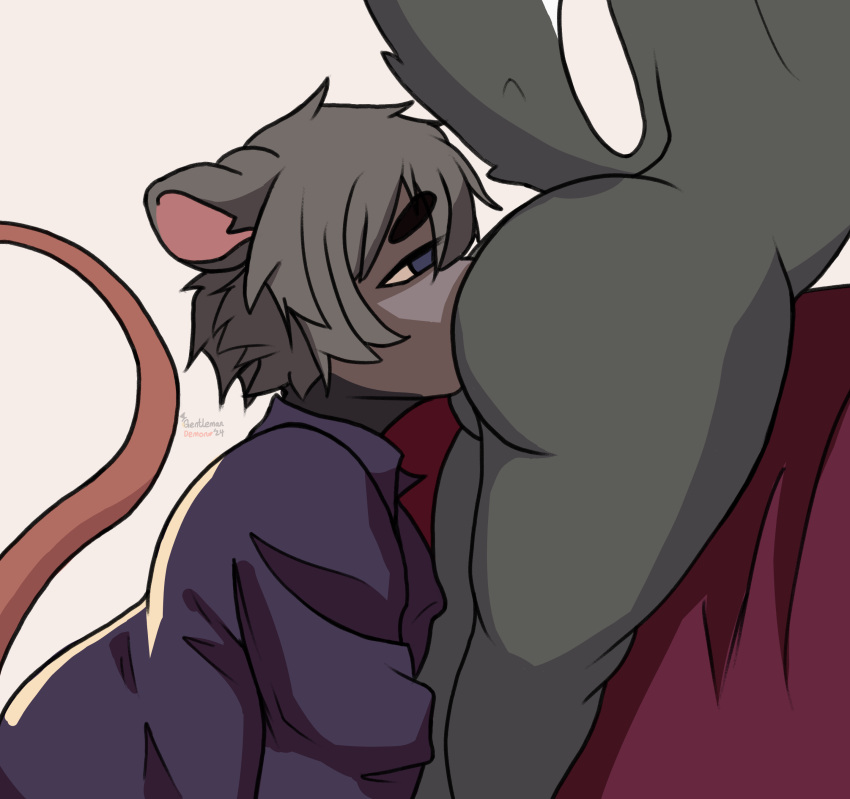 absurd_res ambiguous_gender anal anthro ass big_butt cel_shading clothing duo fur gentlemandemon grey_body grey_fur grey_hair hair hi_res kinktober kneeling levi_(gentlemandemon) male male/male mammal mephitid multicolored_body murid murine narrowed_eyes nose_to_anus oral rat rimming rodent sex shaded simple_background skunk thick_thighs two_tone_body white_body white_fur