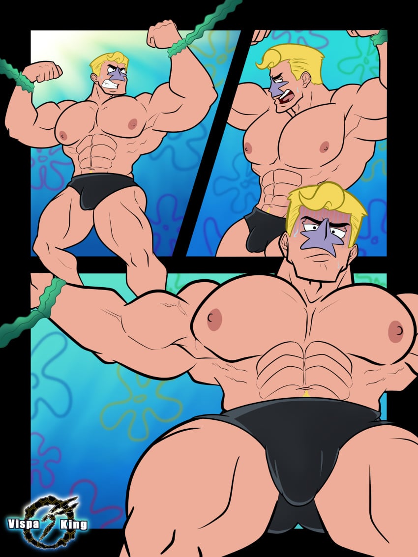 abs bara biceps big_bulge blonde_hair bulge daddy male male_nipples male_only manly mature_male mermaid_man mermaid_man_(young) muscular_male nickelodeon nipples pecs spongebob_squarepants vispaking