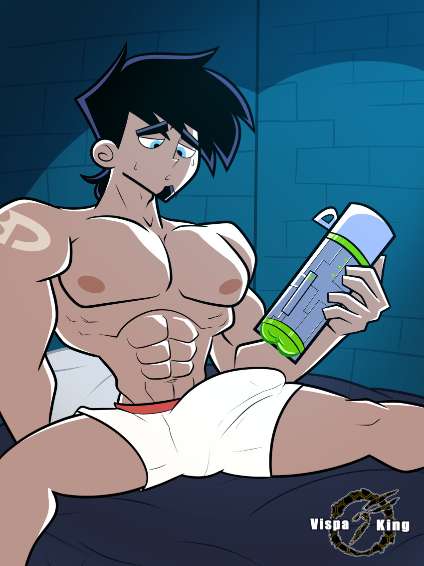 1boy abs bara biceps big_bulge black_hair bulge danny_fenton danny_phantom erection_under_clothes male male_focus male_nipples male_only manly muscular muscular_male nickelodeon nipples pecs penis penis_outline solo solo_focus underwear vispaking