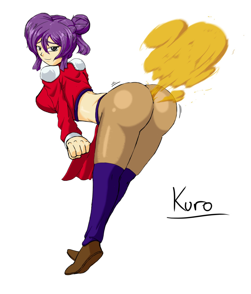 2d 2d_(artwork) big_ass brown_shoes butt_jiggle commission eight_marbles fart fart_cloud fart_fetish farting grey_eyes kuro_seven7 nervous purple_hair tagme