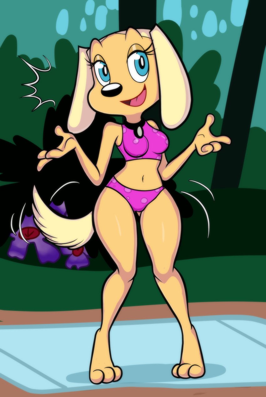 1girl 1girls 2024 2024s 2d 3_toes absurd_res anthro barefoot belly_button blackmore blonde blonde_ears blonde_female blonde_hair blonde_hair_female blue_eyes brandy_&_mr_whiskers brandy_and_mr._whiskers brandy_harrington breasts camel_toe cameltoe canid canine canis digitigrade disney disney_channel dog_ears dog_girl dog_tail domestic_dog feet female female_focus female_only fluffy_ears full_color fur furry furry_female hair hi_res looking_at_viewer mammal motion_lines navel no_penetration outside purple_swimsuit purple_swimwear solo solo_female standing swimsuit swimwear tail toes towel wide_hips