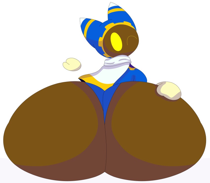 anthro ass ass_grab back big_ass big_butt breasts brown_body brown_skin butt_grab cyandrive98 eye_closed eyelashes fat_ass fat_butt female female_only huge_ass huge_butt kirby's_return_to_dreamland kirby_(series) kirby_star_allies looking_at_viewer looking_back magolor nintendo solo solo_female yellow_eyes