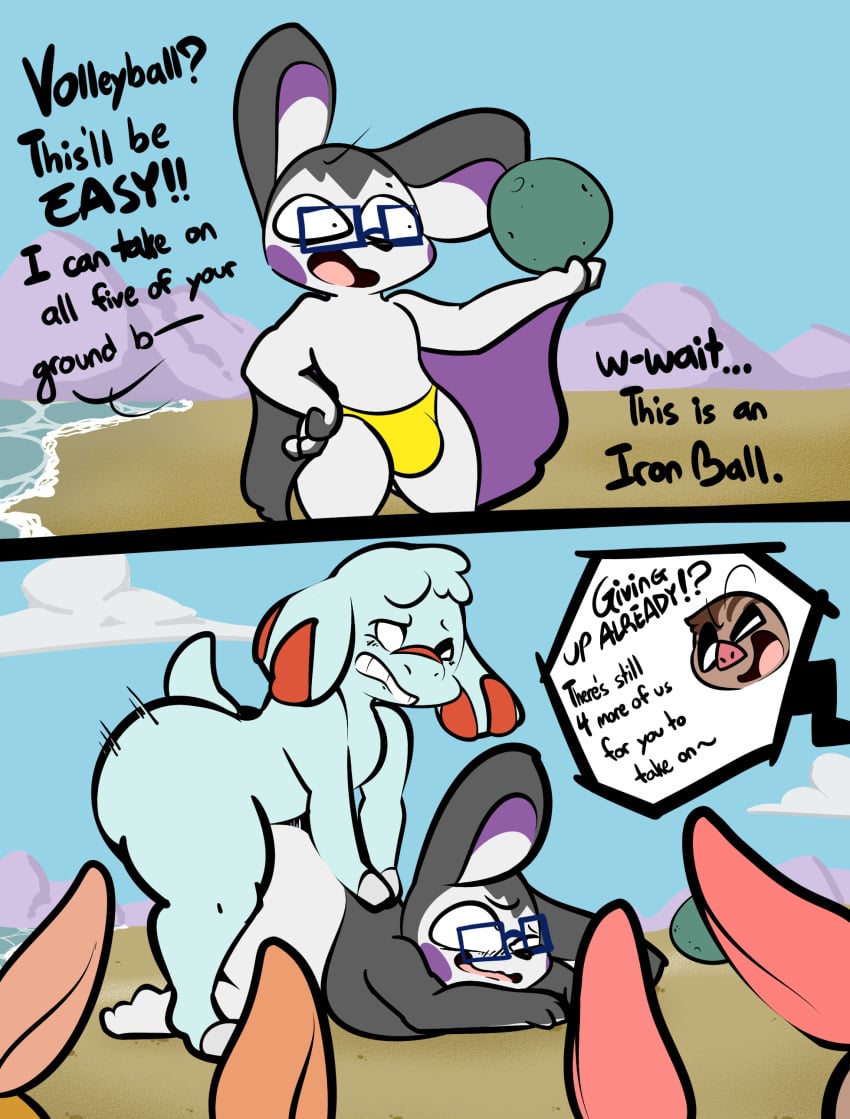 1-upclock 2020 2koma 3_fingers absurd_res all_fours ambiguous_species anthro anthro_on_anthro anthro_penetrated anthro_penetrating anthro_penetrating_anthro ass ass_up balls beach benkei_(1-upclock) big_balls big_butt big_penis black_body black_fur black_nose blue_body blue_fur blue_glasses blush bottomwear brown_balls brown_body brown_fur brown_stripes clenched_teeth clothing comic dialogue disembodied_penis doggy_style emolga emolgack english_text erection eyebrows fingers from_behind_position fur genitals grey_body grey_fur grey_inner_ear hand_on_back hand_on_hip hi_res holding_object instant_loss_2koma interspecies looking_pleasured male male/male male_on_bottom male_on_top male_penetrated male_penetrating male_penetrating_male mammal nintendo no_pupils nude on_bottom on_ground on_top open_mouth orange_balls orange_penis outside penetration penis phanpy pink_nose pink_penis pokémon_(species) pokemon purple_body purple_cheeks purple_fur purple_inner_ear raised_eyebrow red_body red_fur rodent sand sea seaside sex short_tail side_view sky speedo striped_body striped_fur stripes swimwear swinub tan_penis tapering_penis teeth text thick_thighs thrusting travis_(1-upclock) video_games water white_eyes yellow_bottomwear yellow_clothing yellow_speedo yellow_swimwear