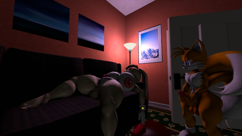 16:9 3d anthro breasts canid canine darksorm duo female fox genitals hi_res lagomorph leporid male mammal masturbation nude penis rabbit sleeping sonic_(series) sonic_the_hedgehog_(series) straight tails unconscious vanilla_the_rabbit voyeur widescreen