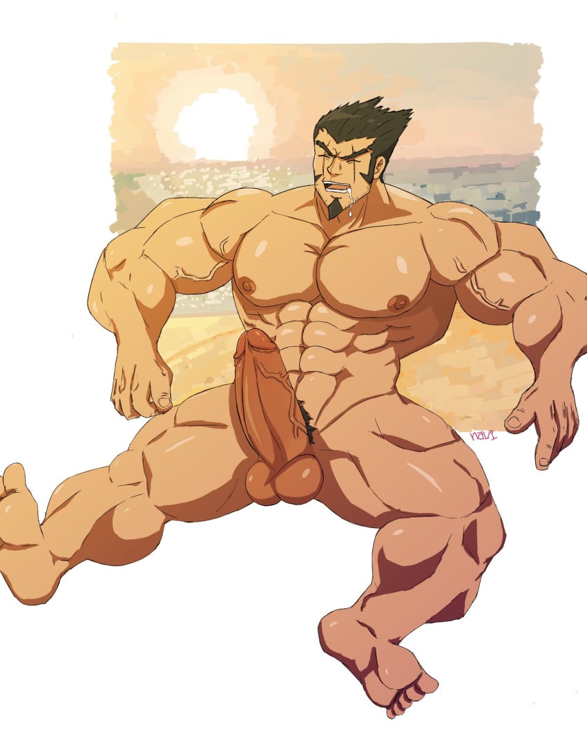 1boy 1male bara danganronpa danganronpa_2:_goodbye_despair erection gay male male_only muscular muscular_male naked ne0_navi nidai_nekomaru nude nude_male pinup yaoi