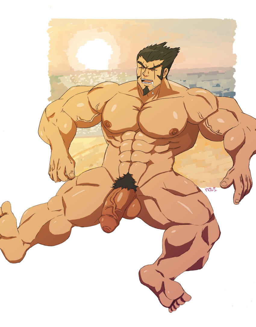 bara danganronpa danganronpa_2:_goodbye_despair gay male_only muscular muscular_male ne0_navi nidai_nekomaru nude nude_male pinup solo solo_male yaoi