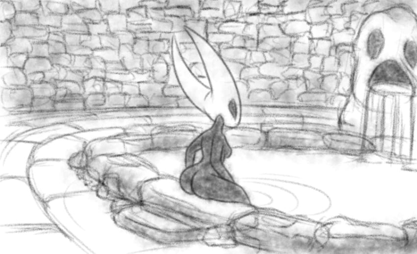 1girls arthropod ass back back_view background black_body breasts curvy curvy_female female_only hollow_knight hornet_(hollow_knight) hot_spring legs meme nude nude_female shy_ayu sideboob sitting sketch solo solo_female solo_focus tagme team_cherry thighs water work_in_progress