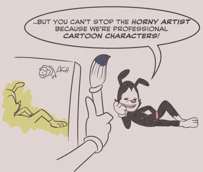 achthenuts animaniacs anthro brush draw_me_like_one_of_your_french_girls english_text erection genitals hi_res male male_focus male_only mammal meme paintbrush penis text titanic_(1997_film) warner_brothers yakko_warner