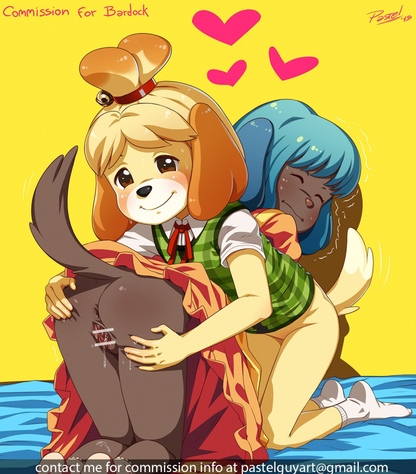 2girls animal_crossing anthro ass breasts canine crossover dog female fur furry isabelle_(animal_crossing) mammal nintendo pastel._(artist) polly_(sherlock_hound) pussy sherlock_hound_(series) short_hair yuri