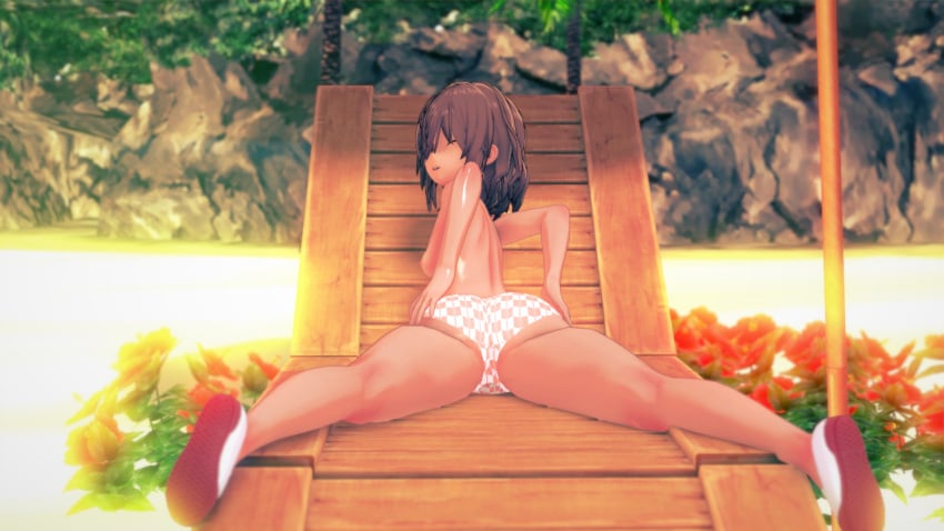 1boy 3d beach big_ass big_thighs brown_hair femboy jaiden_(snats) male snats twisted_world_(game)