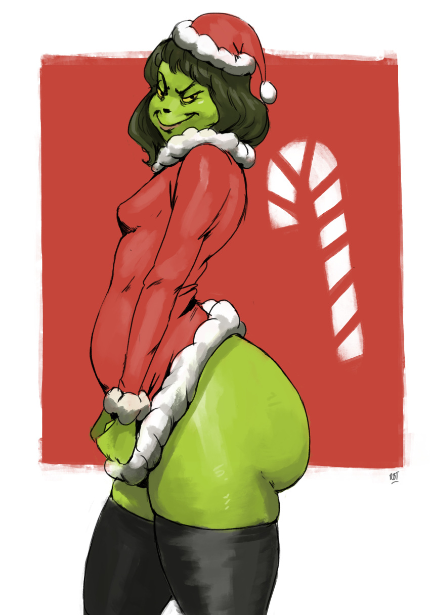 ass bimbosparkle buns christmas dr_seuss genderswap green_fur how_the_grinch_stole_christmas redblacktac redfred rule_63 the_grinch the_grinchess