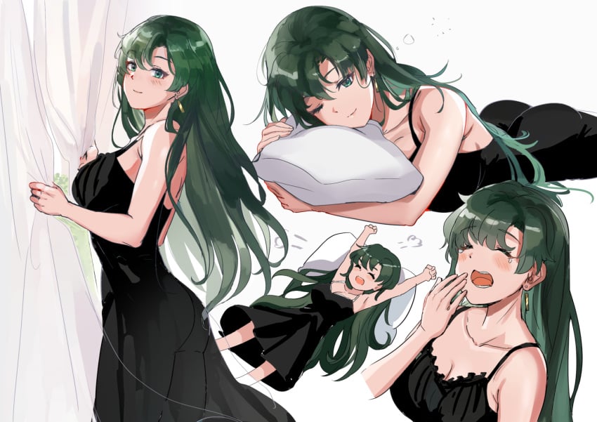 1girls ass black_dress breasts dress female fire_emblem fire_emblem:_the_blazing_blade green_hair lyn_(fire_emblem) lyndis_(fire_emblem) morning nightgown nintendo ormille solo tagme