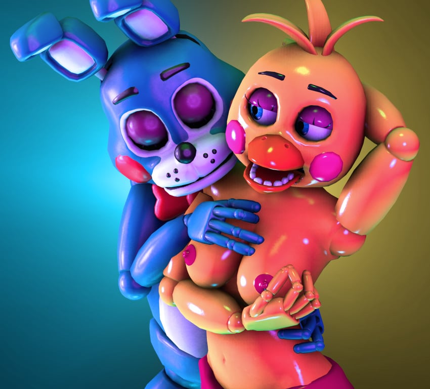 3d 4k absurd_res animatronic anthro bedroom_eyes blue_eyes breast_grab breasts bunny chicken curvy curvy_body curvy_female curvy_figure disboi215 disboi215_(artist) female five_nights_at_freddy's five_nights_at_freddy's_2 hugging rabbit red_bowtie red_nipples red_panties robot rosy_cheeks seductive seductive_eyes seductive_gaze seductive_look seductive_smile sfmporn shiny source_filmmaker topless topless_female toy_bonnie_(fnaf) toy_chica_(fnaf)