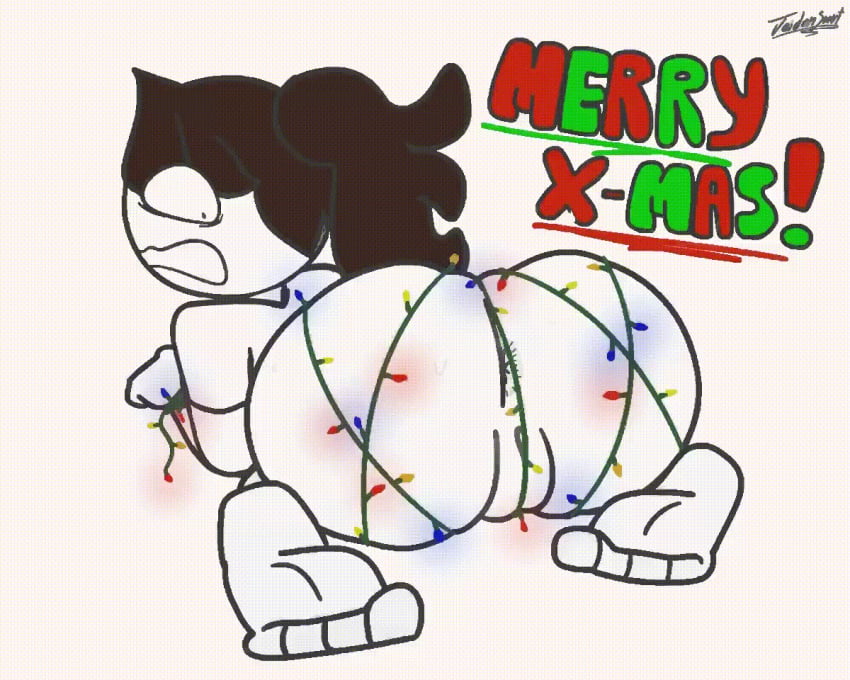 1girls animated anus ass ass_shake asshole christmas christmas_lights embarrassed embarrassed_nude_female enf female female_focus female_only heavy_breathing holidays jaiden jaiden_animations jaiden_smut jaidenanimations lights looking_back nude photo pinkanimations presenting presenting_hindquarters pussy simple_background slobbyslapper solo solo_female solo_focus sssir sssir8 text white_background white_skin wrapped youtube youtuber