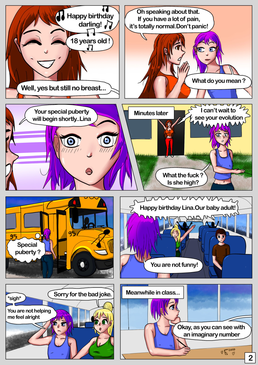 breast_expansion clothed clothing comic cute dialogue female female_focus fully_clothed futascript human lina_(futascript) manga pale_skin shy speech_bubble tagme text