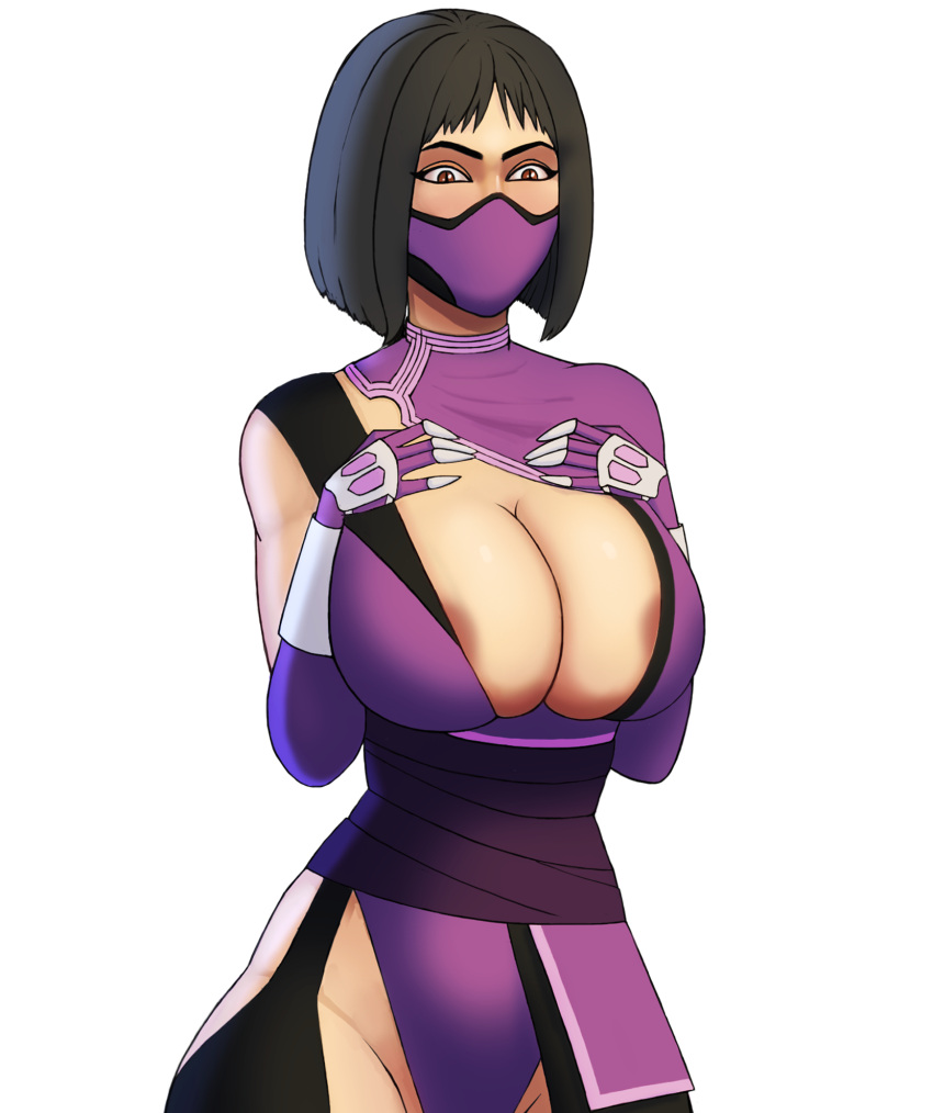 1girls 2d big_breasts black_hair blush breasts dark_hair edenian female large_breasts mask mileena mortal_kombat mortal_kombat_11 netherrealm_studios solo sundered tarkatan upper_body