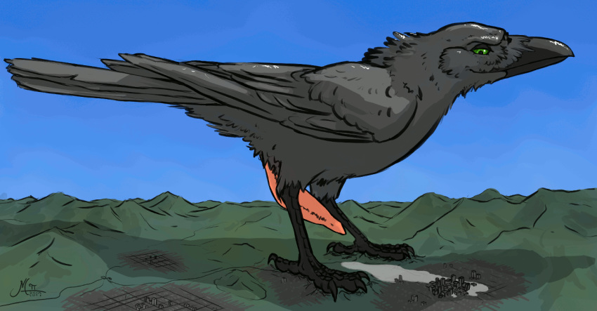 2018 4_toes animated anisodactyl avian bird black_body black_feathers black_feet blue_sky bodily_fluids city corvid corvus_(genus) crow cum cum_flooding cumshot ejaculation excessive_cum feathers feral genital_fluids genitals green_eyes hyper hyper_cum macro magpi male male_only male_solo mega_macro mountain oscine passerine penis pink_penis sky solo tapering_penis throbbing_penis toes