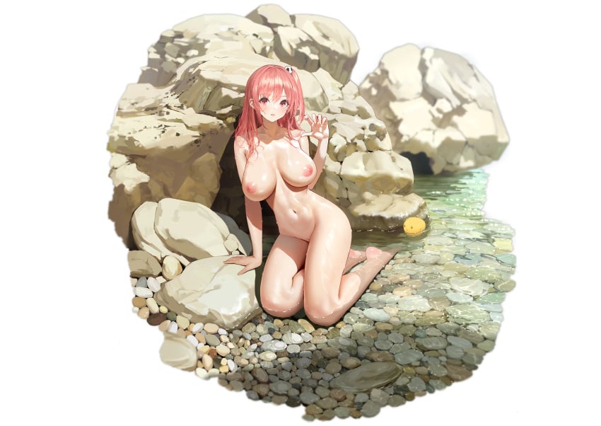 animal azur_lane bird breasts crossover dead_or_alive honoka_(doa) long_hair manjuu_(azur_lane) nipples nude pussy third-party_edit uncensored water yunsang