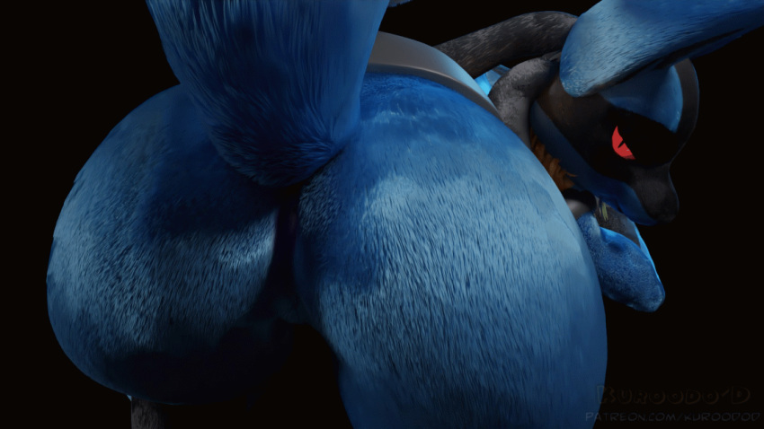 3d animated anus ass belt deretto dreadlocks female feodaron_sd fur genitals gif glowing glowing_eyes kuroodod lucario nintendo pokemon pokemon_(species) pussy red_eyes short_playtime solo video_games