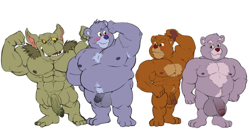 abs absurd_res adventures_of_the_gummi_bears anthro balls bara bear belly disney eyebrows fat fat_man foreskin genitals glans group gruffi_gummi hi_res humanoid humanoid_genitalia humanoid_penis male male_only mammal multiple_boys musclegut muscular muscular_male nude ogre overweight overweight_anthro overweight_male pecs penis simple_background toadwart tummi_gummi white_background wkd zummi_gummi