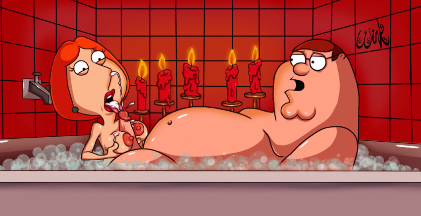 1boy 1boy1girl 1girls ahe_gao areolae bathing bathroom bathtub bbw breasts bubbles candle candlelight canon_couple comedy_central cum cum_in_mouth cum_on_breasts family_guy fat_man father female flame glasses husband husband_and_wife lois_griffin lovers male mother penis peter_griffin red_hair romantic semen soap thewink tongue tongue_out tub wife