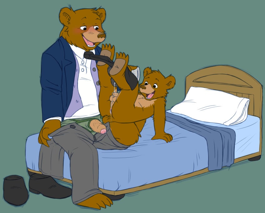 2boys adult after_anal anthro anthro_on_anthro anus_peek balls bear blush brown_fur chest_fluff chest_tuft child claws clothing cobalthusky cum cum_in_ass cum_on_penis cum_string ear_tuft father_and_son father_bear feral feral_on_feral feral_only flaccid_penis foot_fetish furry furry_only gay head_tuft humanoid_penis incest leaking_cum legs_up little_bear looking_at_partner looking_at_penis lube male male_only multiple_males multiple_penises necktie nude older_male on_bed open_fly pants_down paws penis_out penis_size_difference pleasure_face post_orgasm shoulder_tuft size_difference small_penis suit uncut underwear_open ursid veiny_penis yaoi young younger_male