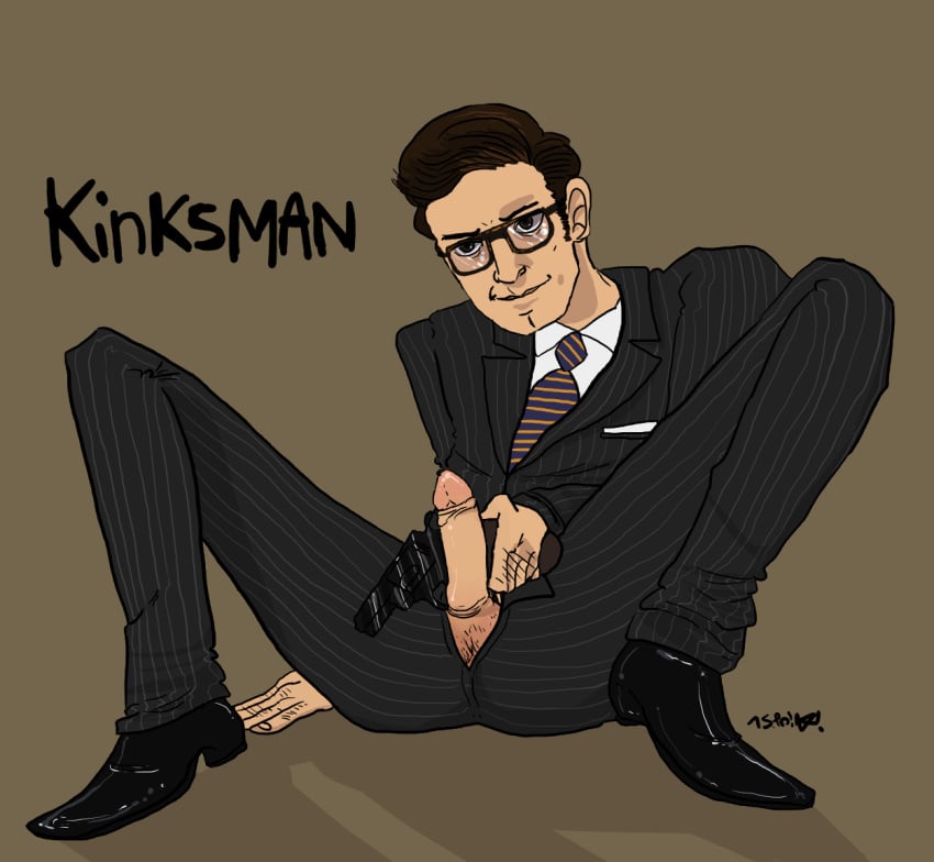 1boy balls bernadaite black_boots black_legwear black_shirt black_shoes boots brown_background brown_eyes brown_hair cleft_chin colin_firth formal_clothes galahad glasses gun hand_on_ground harry_hart high_heel_boots high_heels holding_weapon human human_only kingsman_(film_series) legs_apart legs_held_open light-skinned_male light_skin looking_at_viewer male male_focus male_masturbation male_on_male male_only marvel marvel_comics masturbation matching_clothing mature mature_male penis penis_out presenting_penis pubic_hair retracted_foreskin showing_off solo solo_male spread_legs striped_tie tagme testicles thighs tie tuxedo uncircumcised uncut unzipped unzipped_pants weapon