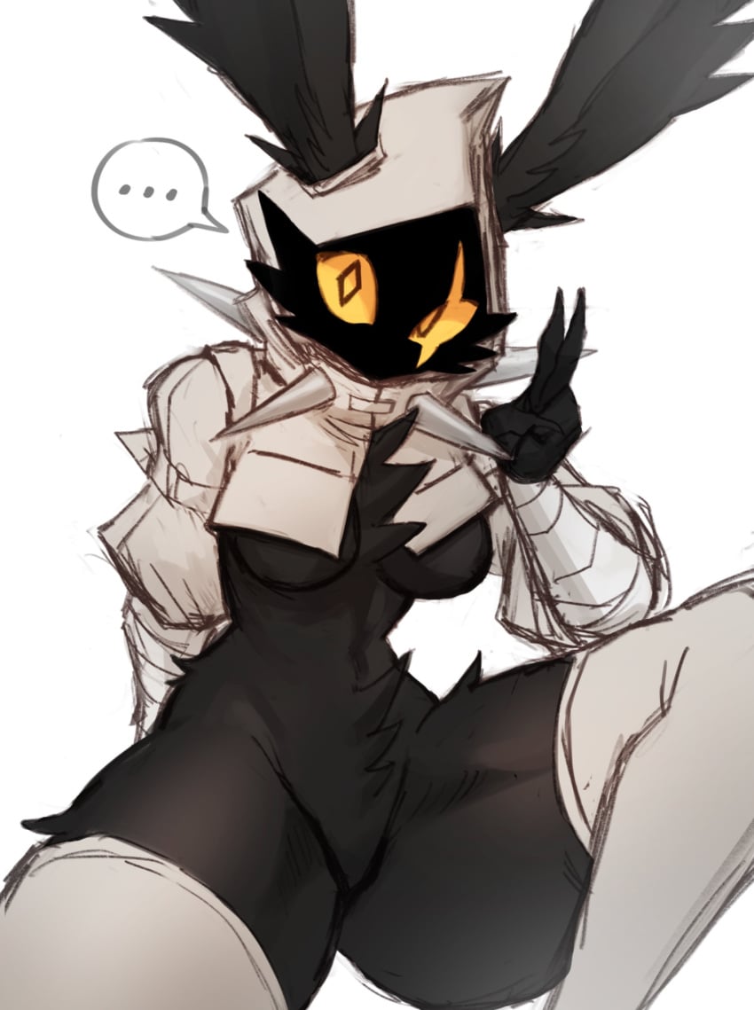 ... 1girls black_fur breasts bunny_ears bunny_girl cropped_hoodie female female_focus female_only fur furry furry_female furry_only kil_vi looking_at_viewer no_mouth oc peace_sign scar scar_across_eye solo solo_female solo_focus sookmo spikes thick_thighs thighhighs thighs