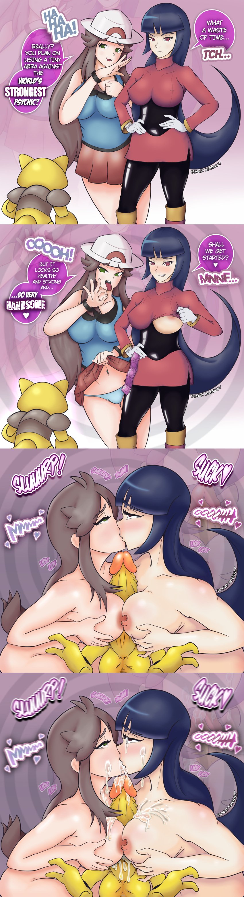 1boy 2girls abra bad_end balls big_penis blush boots breasts comic cum cum_on_breasts cum_on_face cumshot domination donutinteract dubious_consent english_text erection female femsub feral ffm_threesome green_eyes huge_breasts hypnosis instant_loss interspecies latex_clothing leaf_(pokemon) male male_pokemon/female_human maledom mind_control nintendo nipples oral oral_sex paizuri panties penis pokemon pokemon_(game) pokemon_(species) pokemon_frlg pokemon_rgby pokephilia purple_eyes rape sabrina_(pokemon) skirt_lift small_but_hung speech_bubble straight thighs year_request