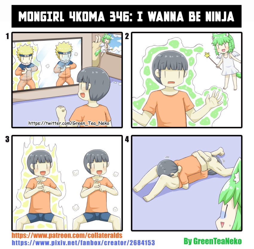 1boy 1girls 4koma 69 2020 :d absurd_res animal_ear_fluff animal_ears artist_name ass aura bag bare_arms bare_shoulders black_hair blonde_hair blush bottomless bowl_cut broken_window cat_ears cat_tail catgirl clone clothed clothing cloud comedy comic dress english_text eyebrows_visible_through_hair fairy feet fellatio female flying forehead_protector funny green_hair greenteaneko greenteaneko-chan hairband highres holding_wand hug humor indoors looking_at_another lying lying_on_person magic male mob_face mongirl_4koma mutual_fellatio naruto ninja on_back on_stomach open_mouth oral page_346 patreon penetration pixiv pose selfcest shirt short_hair shorts sky sleeveless sleeveless_dress smile star sweat tail television text thighs toes tongue turn_pale twitter_username url uzumaki_naruto wand watching_tv watermark whisker_markings whiskers white_dress window wings yaoi |_|