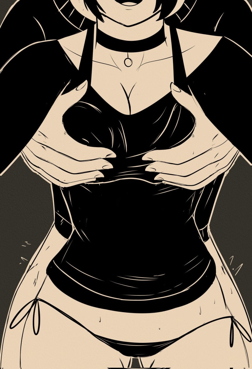 1boy 1girls 2d andrew_graves ashley_graves black_hair bottomless breasts brother_and_sister choker cleavage female fuzzlogik groping groping_breasts groping_from_behind incest male panties siblings straight the_coffin_of_andy_and_leyley