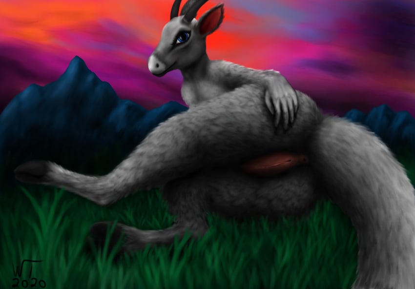 absurd_res anthro anus asinus ass big_butt big_ears big_eyes blue_eyes bovid caprine cheeky coy donkey dragon equid equine female feral foot_focus fur genitals goat grin hand_on_butt hi_res hooves horn humanoid humanoid_genitalia looking_at_viewer looking_back mammal nature nude presenting presenting_anus presenting_hindquarters presenting_pussy pussy smile solo white_body white_fur wide_hips wildtail_(artist)