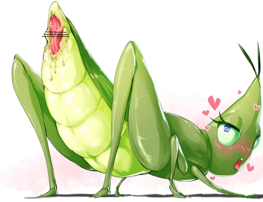 1girls animal_genitalia arthropod arthropod_abdomen arthropod_abdomen_cloaca arthropod_abdomen_genitalia blush butt censored chobonolly cloaca female_feral female_only genitals grasshopper heart insects orthopterid solo