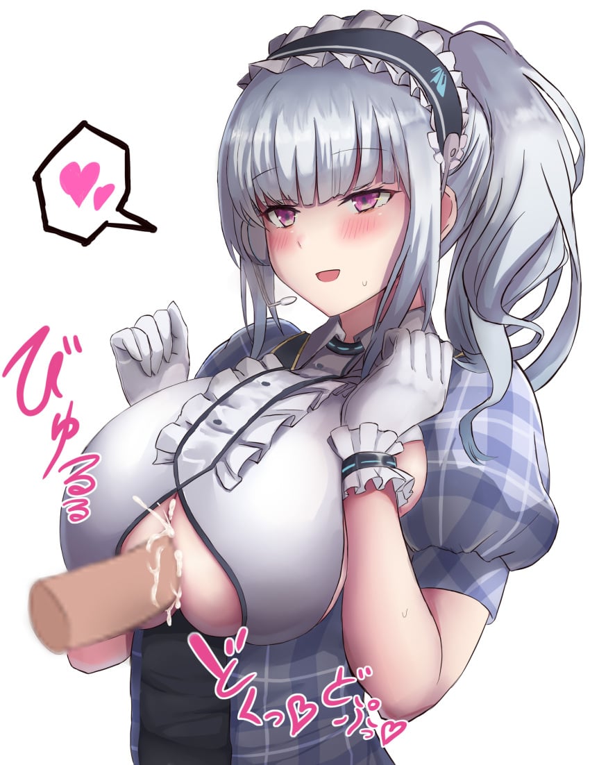 1boy 1girls absurdres after_paizuri azur_lane breast_squeeze breasts center_frills clothing_cutout cum cum_on_body cum_on_breasts dido_(azur_lane) dido_(muse)_(azur_lane) ejaculation eyebrows_visible_through_hair female framed_breasts frilled_hairband frills gloves hairband headphones heart highres light-skinned_female light_skin long_hair paizuri paizuri_under_clothes penis perpendicular_paizuri puffy_short_sleeves puffy_sleeves purple_eyes royal_navy_(azur_lane) satou_aji short_sleeves side_ponytail silver_hair spoken_hearts underboob underboob_cutout upper_body white_gloves wrist_cuffs