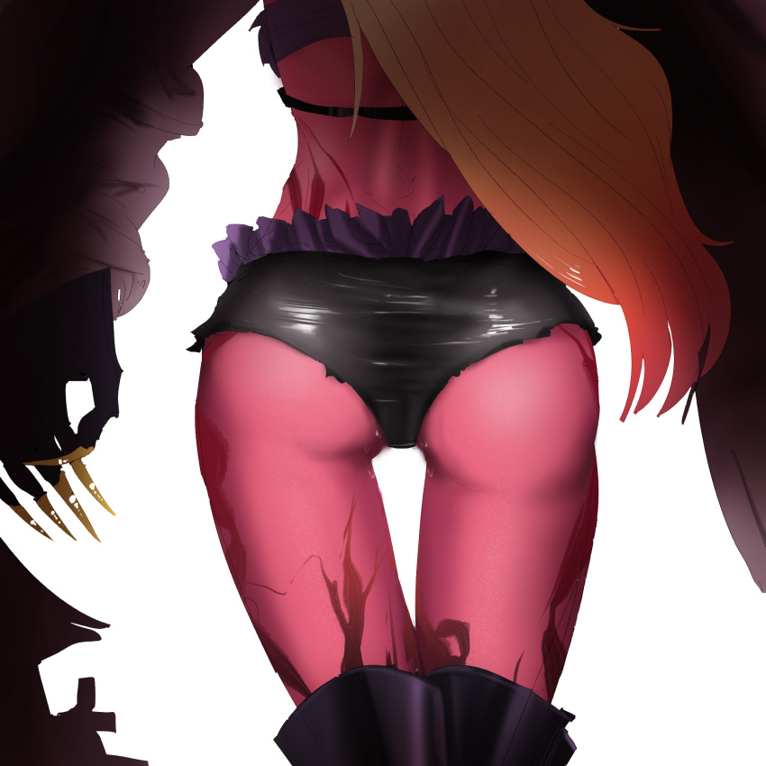 ass back_view beth_(guardian_tales) blonde_hair body_paint claws dark_magician_beth_(guardian_tales) guardian_tales light_armor long_hair red_skin thighs video_games