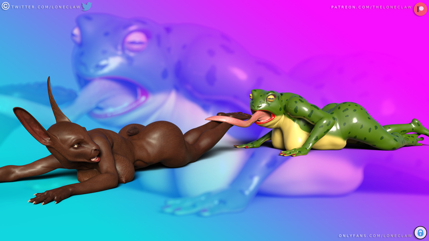 amphibian anthro ass beatrice_(loneclaw) big_breasts big_butt breast_squish breasts chubby_anthro chubby_female daz3d daz_3d daz_studio duo female female/female frog imminent_vore lagomorph laying_on_ground leporid lipstick loneclaw looking_back lying lying_on_breasts lying_on_ground makeup mammal non-mammal_breasts on_front oral_vore plantigrade predator/prey rabbit same_size same_size_vore scared slightly_chubby squish thick_thighs tongue_grab vore wide_hips yuri