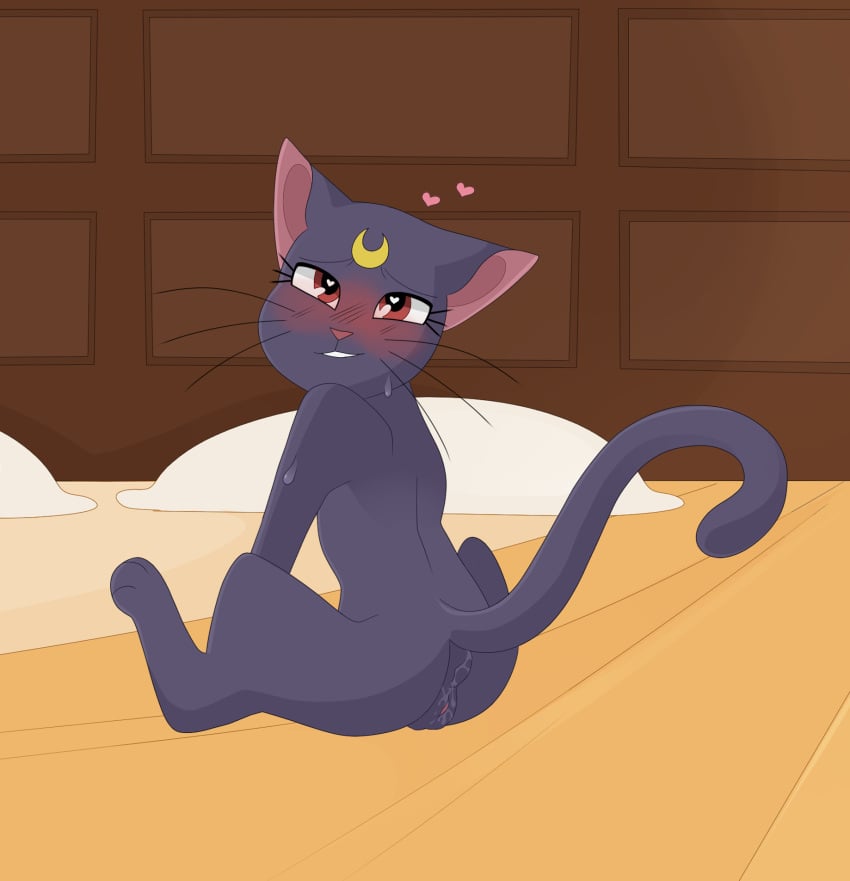 a_cat_is_fine_too anus aroused bedroom_eyes bishoujo_senshi_sailor_moon blush bodily_fluids disko domestic_cat felid feline feline_fantasies felis female feral fur genital_fluids genitals hi_res looking_pleasured luna_(sailor_moon) mammal meme narrowed_eyes pussy pussy_juice seductive solo