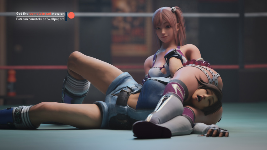 3d abs absurdres asphyxiation ass boots bra breasts brown_hair catfight chokehold choking dead_or_alive dead_or_alive_6 defeated dominated domination female_focus femdom fingerless_gloves gasping gloves grinning hand_on_hip headlock helpless highres honoka_(doa) kazama_asuka laced_boots midriff open_mouth pink_hair short_hair submission submission_hold submissive submissive_female tank_top tekken tekken7wallpapers tekken_7 thick_thighs thigh_strap thigh_straps thighs underwear wrestler wrestling wrestling_outfit wrestling_ring wrestlingryona